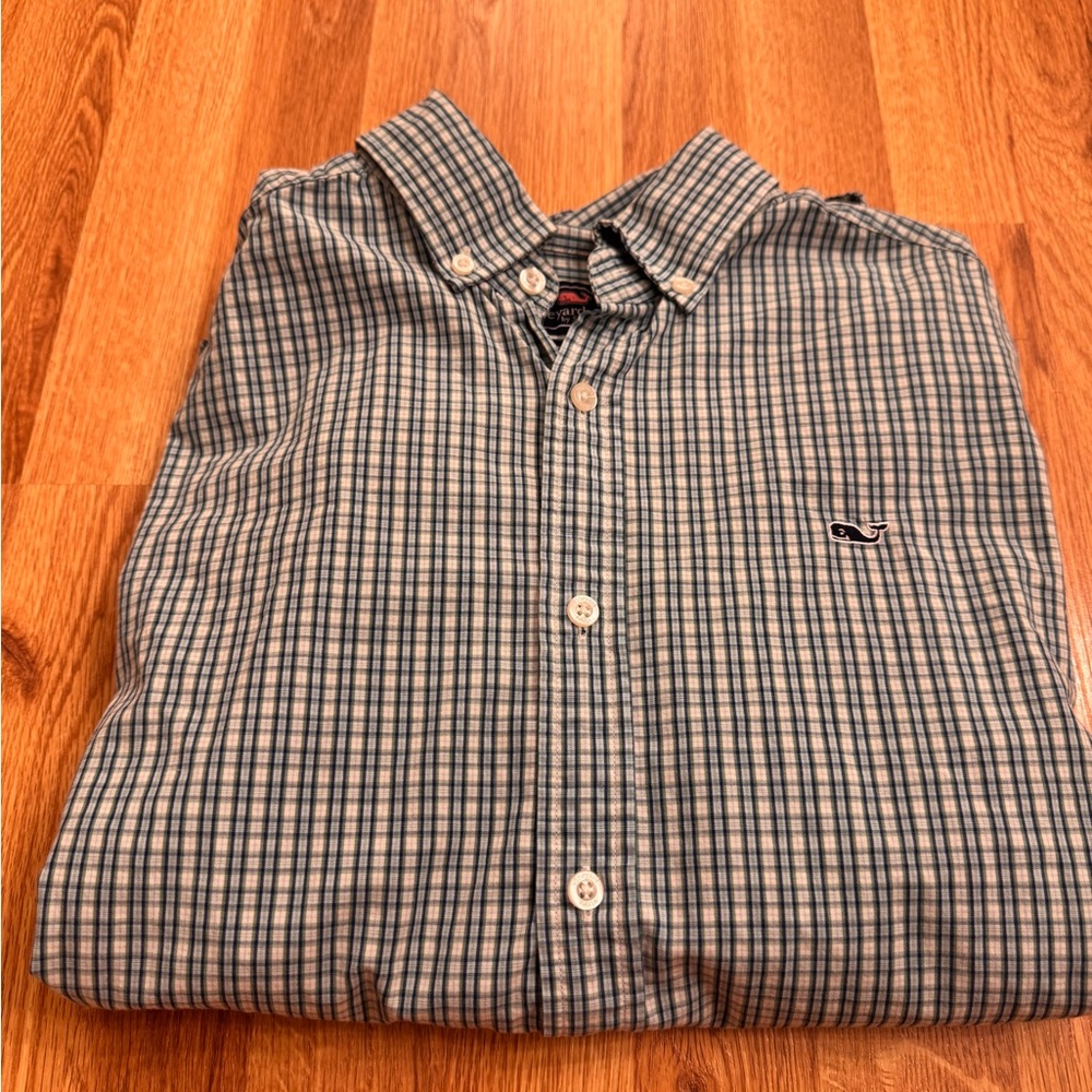 Vineyard Vines Blue and Green Checkered Shirt